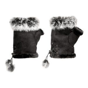 All Jazzed Up Black Fur Texting Gloves